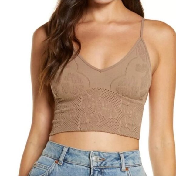Free People Other - Free People Sand Candy Seamless Longline Bralette Adjustable Strap M/L